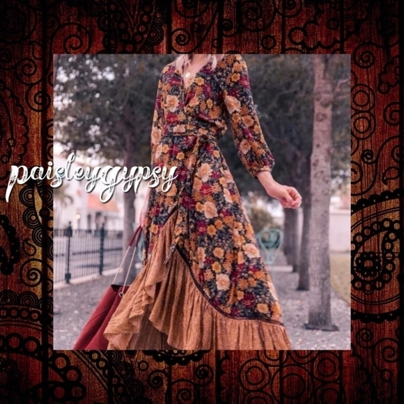 Floral Bohemian V Neck Patchwork Maxi Dress - Picture 3 of 16